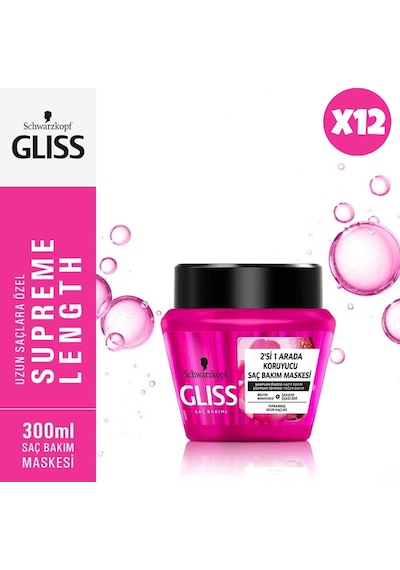 Gliss Supreme Length - Koruyucu 2'si 1 Arada Maske 300 Ml X12 Adet