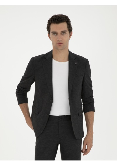 Cacharel Siyah Slim Fit Yün Karışımlı Ceket