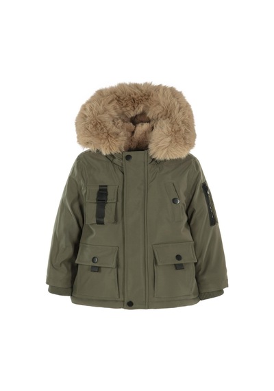 Civil Boys Kapüşonu Kürklü 2-5 Yaş Parka - Haki Koyu Haki