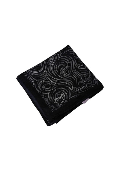 Mim Eşarp Ebruli Jan Jan Spiral Desenli Eşarp 90x90 Cm Siyah - Gri