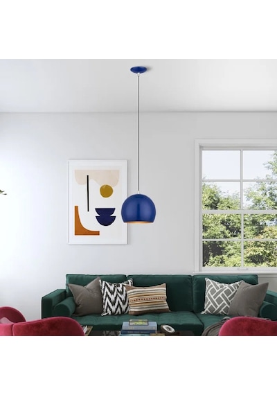Riolight Modern Koyu Mavi Cafeler,oda,mutfak,yatak Başı İçin 1xe27 Tekli Metal Sarkıt Avize Çap:20cm Koyu Mavi