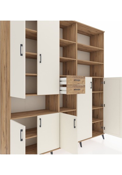 Hyperion Dolap 17 Raflı 2 Çekmeceli 7 Kapaklı 220x44x243 Çam-aytaşı/çam Aytası/atlas Çam Hyperion Dolap 17 Raflı 2 Çekmeceli 7 Kapaklı 220x44x243 Çam-aytaşı/çam Aytası/atlas Çam