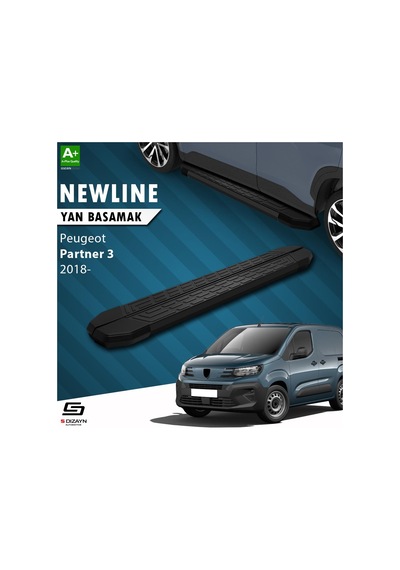 S-dizayn Peugeot Partner 3 Uzun Şase Newline Siyah Yan Basamak 213 Cm 2018 Üzeri A+ Kalite