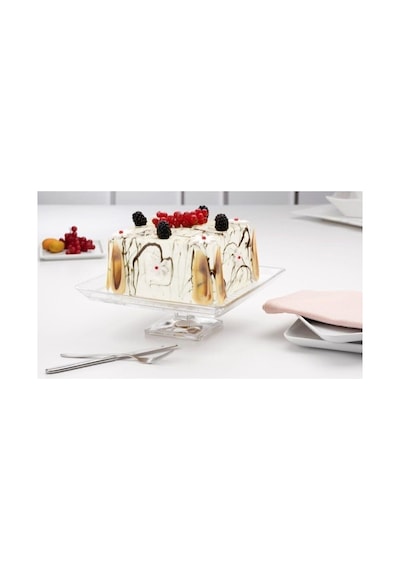 950007 Madlen Ayaklı Kare Servis Tabağı 24 Cm Beyaz
