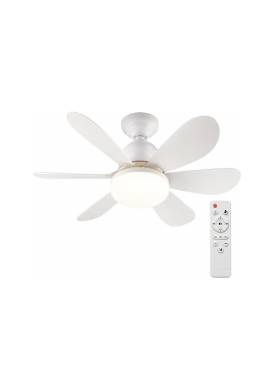 5 Kanatlı Led Işıklı Tavan Vantilatörü Sessiz Çalışan, Uzaktan Kumandalı, Modern Beyaz Tasarım