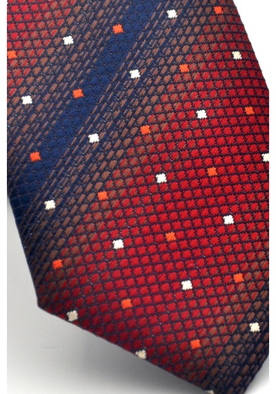 Gaffy Lacivert Verev Desenli Bordo Dokuma Kumaş Mendilli Slim Fit Kravat // Sdk-2505-3 Bordo