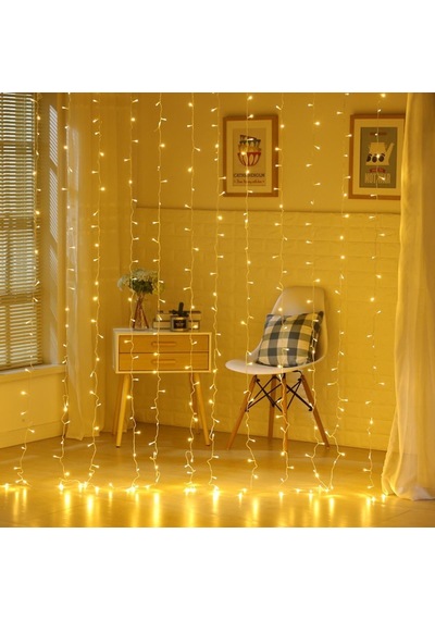 8 Fonksiyonlu 200 Led 10 Saçak Şerit Led 2x2 Perde İp Led Gün Işığı 5332 .