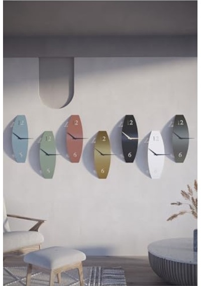 Mateen Metal 47-31cm Dekoratif Duvar Saati Kahve-yeşil-krem Mds-50 Myk2097-4 Diğer