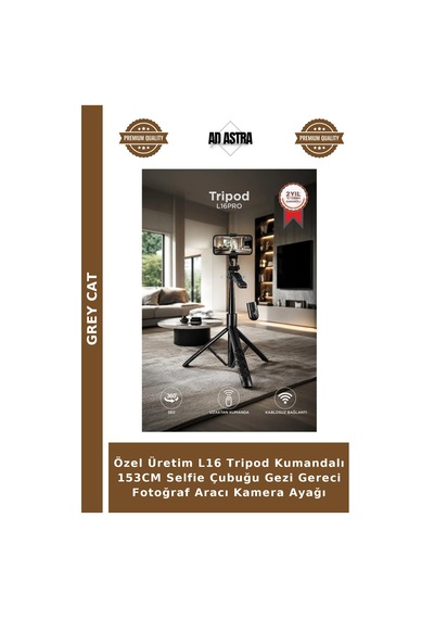 Özel Üretim L16 Tripod Kumandalı 153cm Selfie Çubuğu Gezi Gereci Fotoğraf Aracı Kamera Ayağı