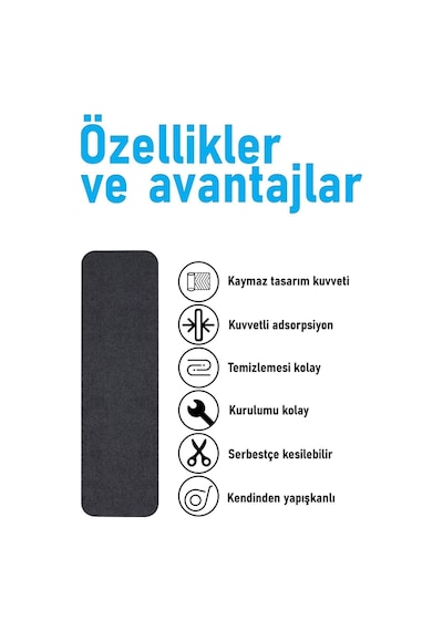 Halifleks Yapışkan Tabanlı Merdiven Basamak Paspası Rip Halı Kaymaz Tabanlı / Adet Olarak Satılır Null
