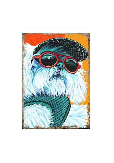 Bedeko Kırmızı Gözlüklü Köpek Model Ahşap Tablo 35 Cm X 50 Cm