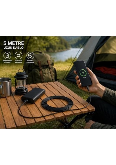 Usb To Micro Usb Şarj Kablosu 5 Metre Uzun Kablo Hızlı Şarj Destekli Charging Data Sync Kablo High Speed Charging Enerji Tasarruflu Uzun Mesafe Kullanım İçin Usb Input Uyumlu Zr940