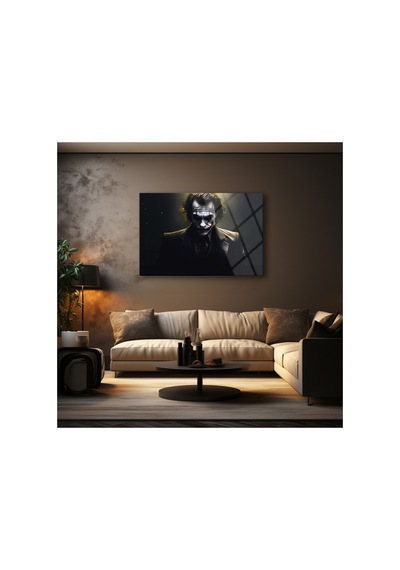 Joker Üzerine Cam Tablo Modern Sanat Tablosu Solmayan Canlı Renkler Salon Ve Oturma Odası Anlamlı Hediye Seçeneği Kolay Montaj Askılı