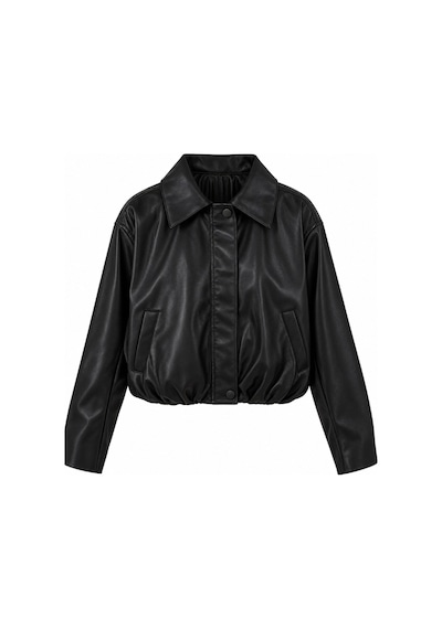 Zekids Kız Çocuk Bomber Deri Ceket-17593 Siyah