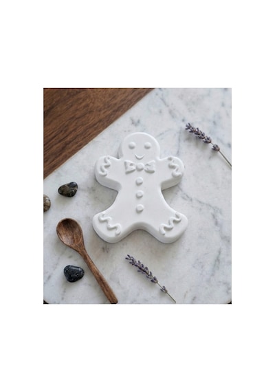 Ministone Kendin Boya Taş Tozu Zencefilli Kurabiye Adam / Gingerbread Man Bardak Altlığı Ve Hobi Seti 6 Renk Boya + Fırça Hediyeli