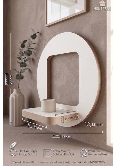 Ahşap Dekoratif Duvar Rafı 2 Li / 3 Lü Set Mtsv - 541 Beyaz