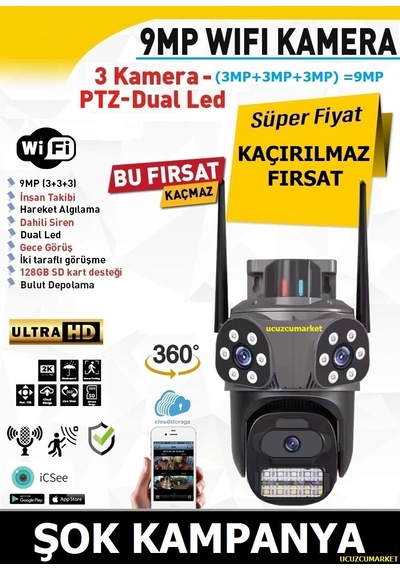 Üç Kameralı Speed Wifi Kamera Alarm Siren-uzaktan Izleme-kayıt Üç Kameralı Speed Wifi Kamera Alarm Siren-uzaktan Izleme-kayıt