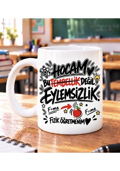 Fizik Öğretmeni Hediye Kupa- Öğretmenler Günü Özel Tasarım Beyaz