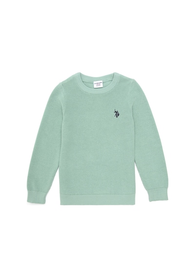 U.S. Polo Assn. Kız Çocuk Su Yeşili Bisiklet Yaka Basic Kazak 50293601-VR048