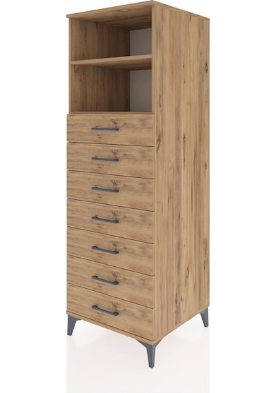 Kronos Dolap 2 Raflı 7 Çekmeceli 60x59x182 Çam-çam Çam