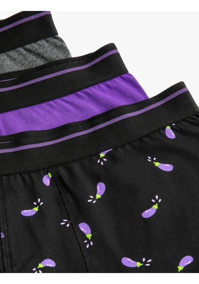 Koton 3'Lü Boxer Seti Baskılı Çok Renkli Siyah 4Slm90023Mk