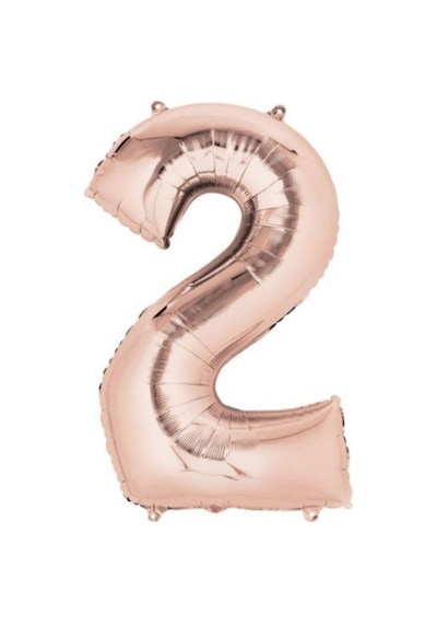 100 Cm Folyo Rose Gold Rakam 2 Folyo Balon Bej