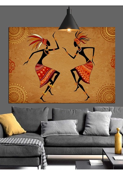 Afrika Dansı Silüetleri Figürler Dekoratif Kanvas - Mdf Ahşap Tablo
