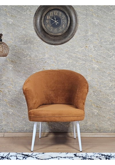 Zafir Tekli Teddy Beyaz Boyalı Sivriltme Ayak Çay Seti Koltuk Tekli Berjer , Balkon, Salon, Ofis Kiremit