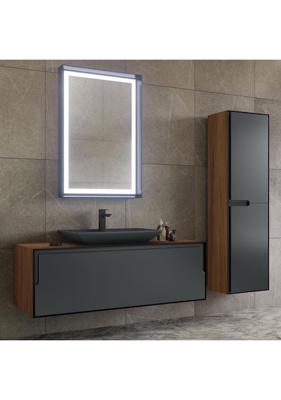 Orka Craft 40 Cm Mdf Ceviz-Mat Antrasit Banyo Boy Dolabı Antrasit Orka Craft 40 Cm Mdf Ceviz-Mat Antrasit Banyo Boy Dolabı Antrasit