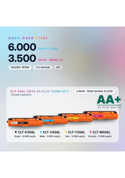 Samsung Clt-506l Cmyk Uyumlu Toner Seti Aa Plus / Clp-680 / Clx-6260 / Clt-k506l / Clt-c506l / Clt-m506l / Clt-y506l