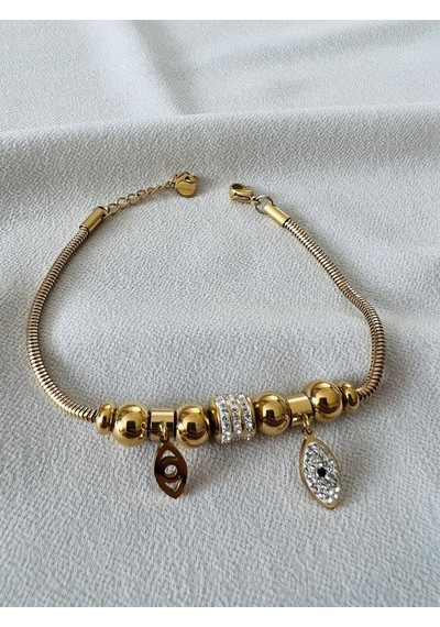 Gold Çelik Göz Detaylı Charm Bileklik Gold - 570875878 Gold