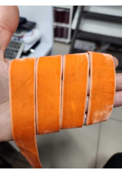 2.5 Cm Kadife Kurdele Şerit Turuncu Diğer
