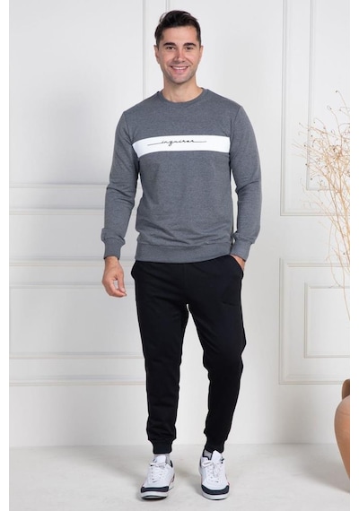 Mecit Pijama Mecit 2976 Gri İki İp Örme Spor Model Erkek Pijama Takımı Gri