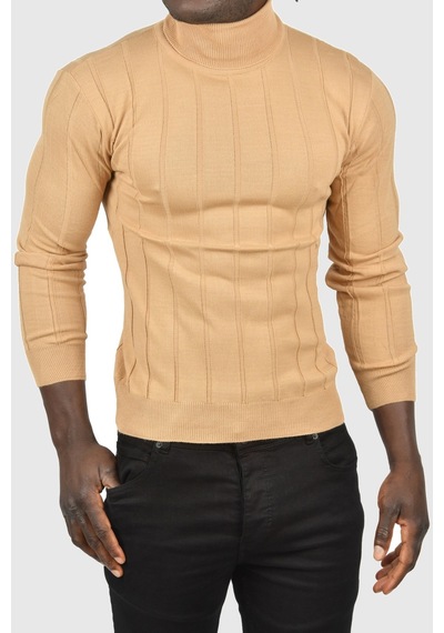 Deepsea Erkek Camel Slim Fit Likralı Tam Balıkçı Yaka Çizgili Boğazlı Kazak 2505504 Camel Deepsea Erkek Camel Slim Fit Likralı Tam Balıkçı Yaka Çizgili Boğazlı Kazak 2505504 Camel