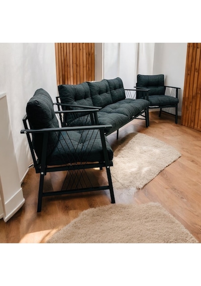 Lüx Bahçe Balkon Mobilyası , Koltuk Takımı , Cafe 3-1-1 Antrasit