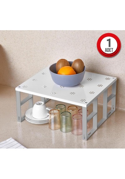 1 Adet Dolap İçi Düzenleyici Raf Tabak Bardak Rafı Metal Raf Metal 20 X 20 Beyaz Tr Diğer