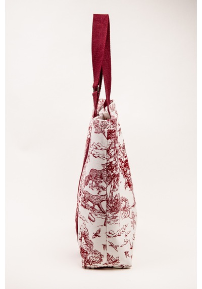 Fabric Craft Bag Plaj Çantası Kadın Omuz Çantası Duck Kumaş İçi Astarlı Mıknatıslı 50x43 Cm Kırmızı