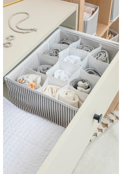 12 Bölmeli Çekmece Düzenleyici & 31x25x12 Cm Organizer & Hurç Gri - 923968308 Gri