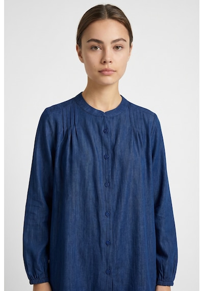 Sementa Geniş Kalıp Kol Detaylı Tencel Gömlek - Indigo