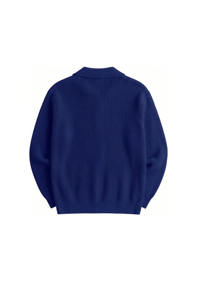 Genıus Store Erkek Hırka Oversize Kalıp Düğmeli Polo Yaka Triko Kazak Çekme/uzama Yapmaz Erkek-hırka Lacivert