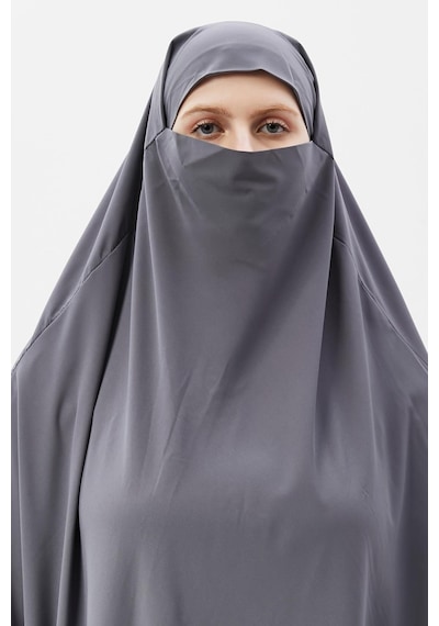 Altobeh Kadın Tesettür Medine İpeği Çarşaf Üstü Peçeli Sufle Hijab Füme
