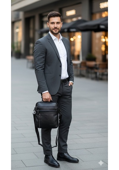 Traum El Çantası Hakiki Deri 11" İnç Laptop/ Tablet Uyumlu Premium %100 Orjinal Deri 8683255014002 Siyah