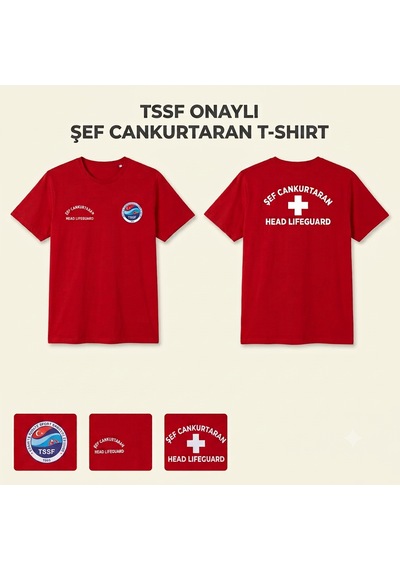 Şef Cankurtaran Head Lifeguard T-shirt Kırmızı