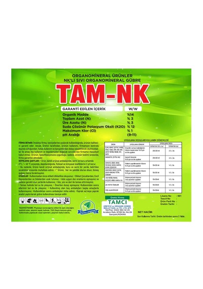 Tamcı - Tam NK 1 LT Sıvı Organomineral Gübre