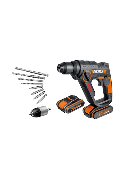 Tr Wx390.1 20volt 2.0ah. Li-ion 1.2j Profesyonel Sds-plus Pnömatik Çift Akülü Şarjlı Matkap + 8 Adet Uç + Mandren