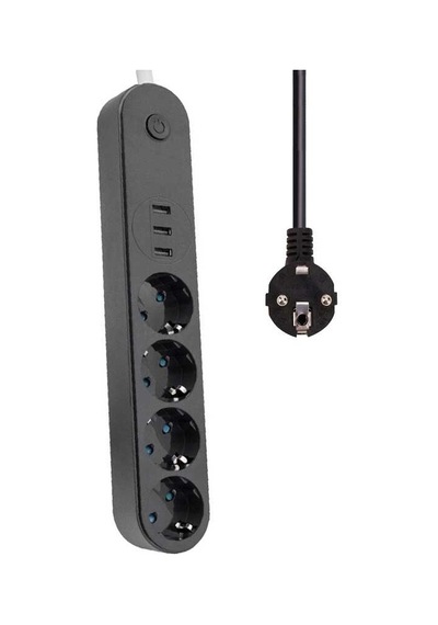 Akım Korumalı Isıya Dayanıklı 4 Lü 2 Mt Uzatma 3 Adet Usb 3402 1