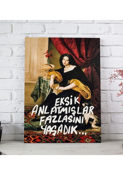 Bk Gift Vintage Klasik Sanat Esprili Sözlü Dekoratif Kanvas Tablo - 15 Çok Renkli