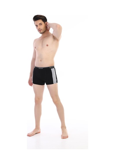 Çift Kaplan Erkek Elastanlı Biyeli Siyah Boxer 850