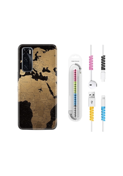 Vivo Y70 Kılıf Kablo Koruyuculu Map Planet 1656