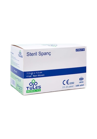 Tules Steril Spanç 100Lü 7.5Cm*7.5Cm Gazlı Bez 4 Kutu